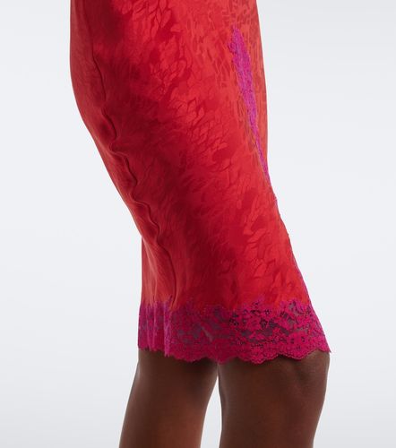 Abito midi in seta jacquard con pizzo - Saint Laurent - Modalova