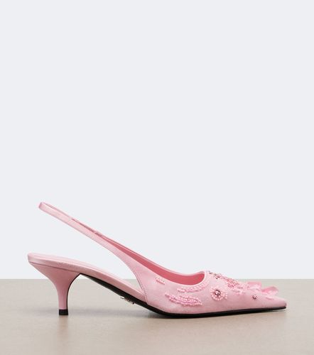 Embellished satin slingback pumps - Prada - Modalova