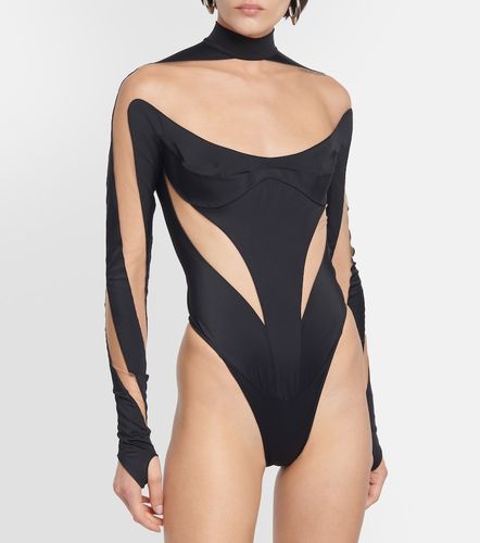 Mugler Mesh-trimmed bodysuit - Mugler - Modalova