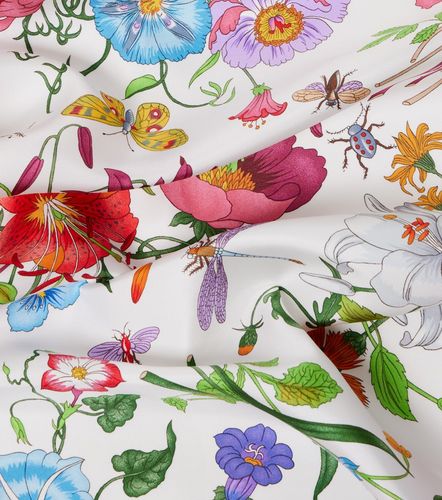Sciarpa Flora in twill di seta con stampa - Gucci - Modalova