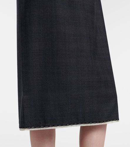 Checked virgin wool midi dress - Prada - Modalova