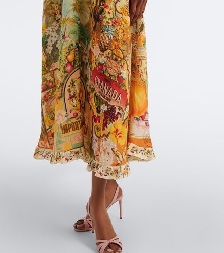 Vestido midi de lino estampado - Camilla - Modalova
