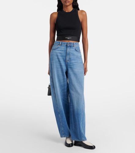 Top cropped in cotone a coste con logo - Givenchy - Modalova