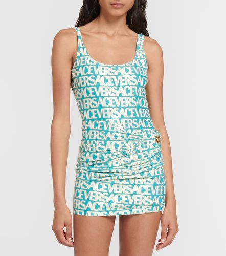 Versace Minifalda fruncida con logo - Versace - Modalova