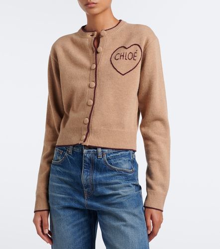 Logo wool and cashmere cardigan - Chloe - Modalova