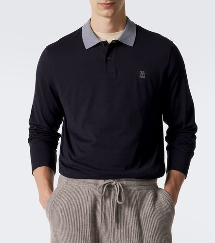 Polo de jersey de algodón con logo - Brunello Cucinelli - Modalova