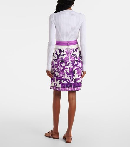 Minifalda Majolica en mezcla de algodón y lino - Dolce&Gabbana - Modalova