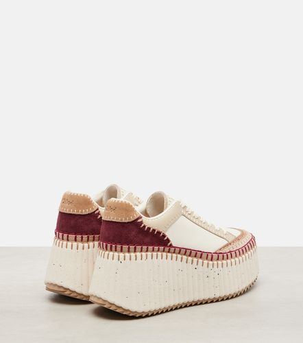 Nama suede-trimmed leather platform sneakers - Chloe - Modalova