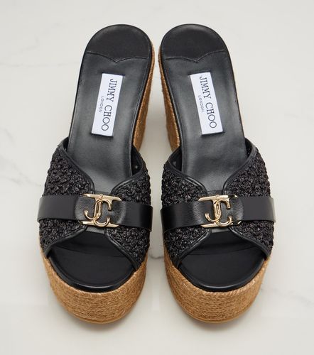 Mules con cuña Leda de rafia con piel - Jimmy Choo - Modalova