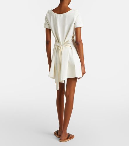 Vestido corto de jersey de algodón con piel - Miu Miu - Modalova