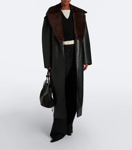 Edra shearling-trimmed wrap coat - The Frankie Shop - Modalova