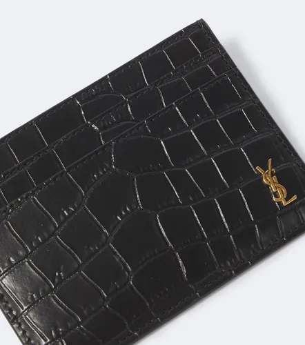 Cassandre croc-effect leather card holder - Saint Laurent - Modalova