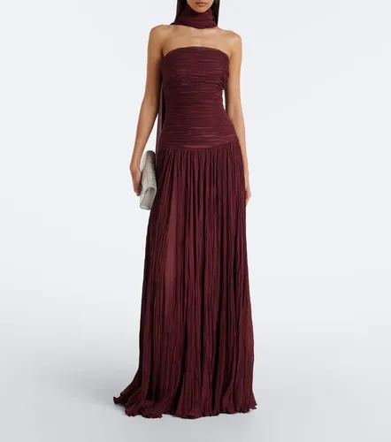 Scarf-detail pleated corset gown - Marmar Halim - Modalova