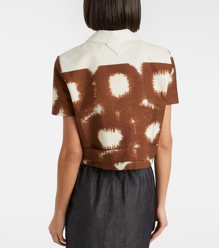 Camicia cropped in cotone con stampa - Prada - Modalova