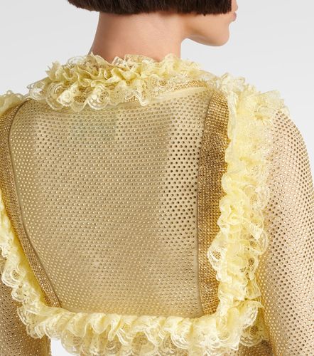 X Christopher Kane - Abito corto in mesh con cristalli e pizzo - Self-Portrait - Modalova