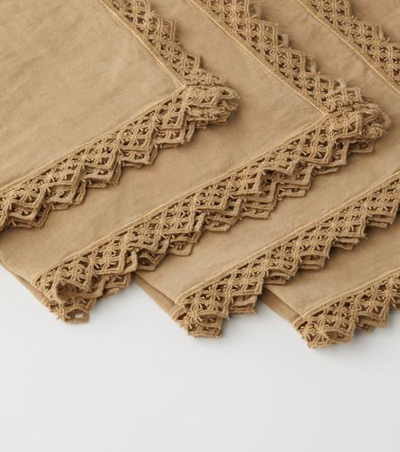 Set de 4 servilletas de lino con macramé - Once Milano - Modalova