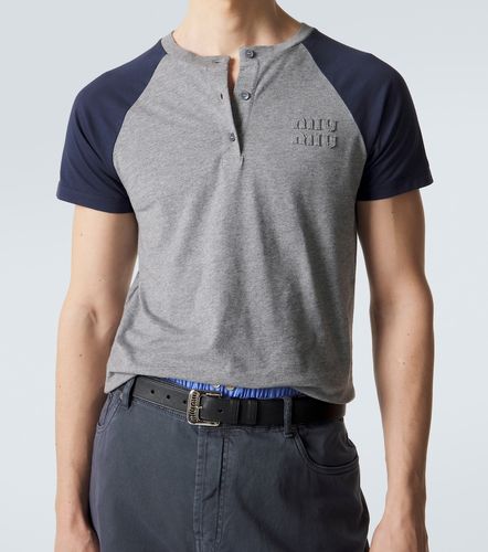 Camiseta con botones de jersey de algodón - Miu Miu - Modalova