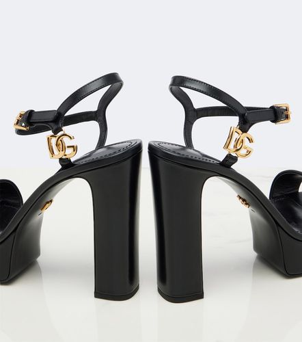 Sandalias con plataforma de piel con DG - Dolce&Gabbana - Modalova