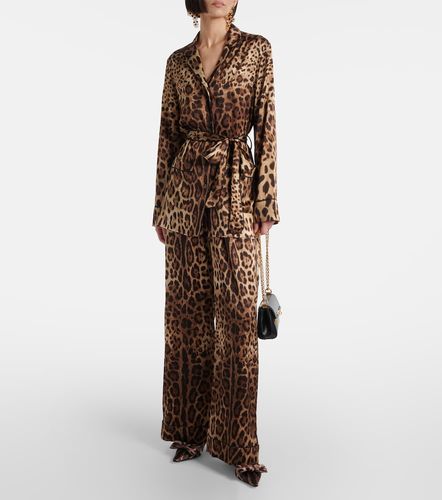 Leopard-print stretch-silk satin top - Dolce&Gabbana - Modalova
