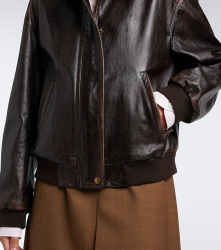 Oversized leather blouson jacket - Prada - Modalova