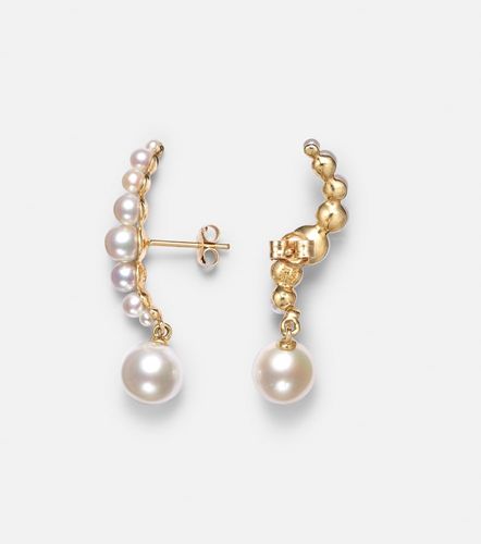 Pendientes largos de oro de 14 ct con perlas - Mateo - Modalova