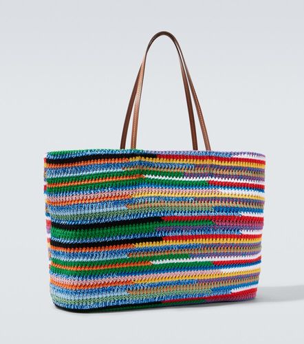 Bolso Large de croché de algodón a rayas con piel - Miu Miu - Modalova