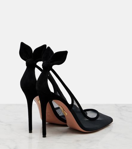 Bow Tie suede-trimmed mesh pumps - Aquazzura - Modalova