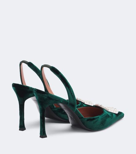 Camelia embellished velvet slingback pumps - Amina Muaddi - Modalova