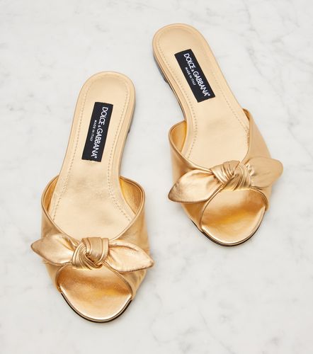 Metallic leather slides - Dolce&Gabbana - Modalova