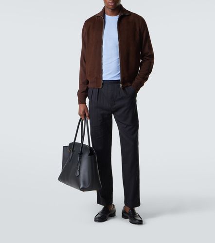 Suede-paneled wool-blend zip-up sweater - Tom Ford - Modalova
