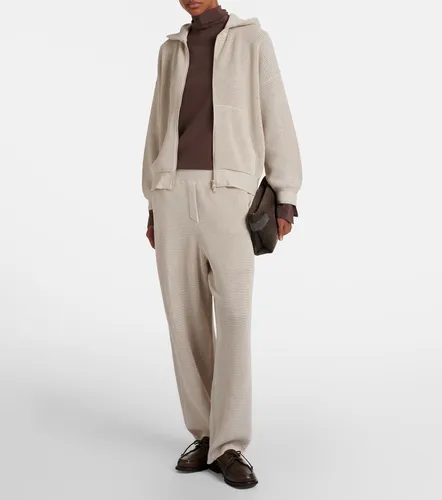 Sudadera con capucha en mezcla de algodón y cremallera - Brunello Cucinelli - Modalova