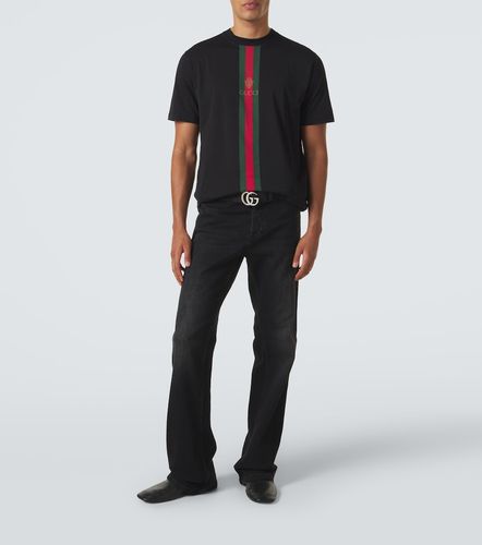 Camiseta de jersey de algodón con Web - Gucci - Modalova