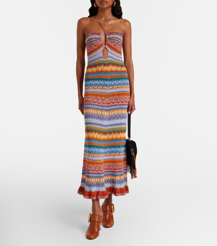 Vestido largo de croché de algodón a rayas - Etro - Modalova