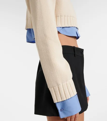 Pullover cropped in cotone a righe - Balenciaga - Modalova