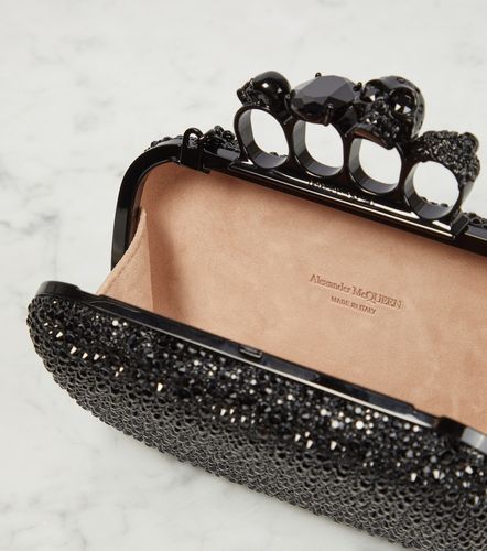 Knuckle embellished leather clutch - McQueen - Modalova