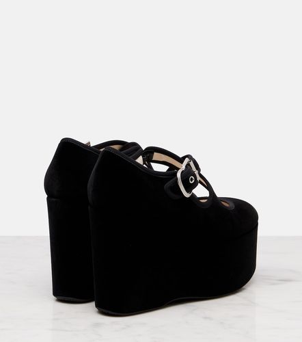 Alaïa Pumps Criss Cross 110 in velluto con zeppa - Alaia - Modalova