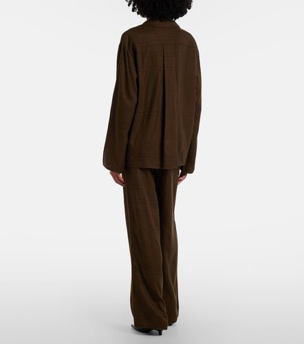 Monogram embroidered flannel pajama pants - Toteme - Modalova