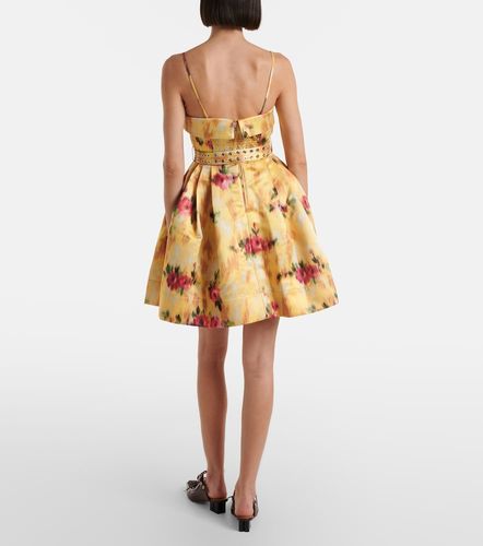 Pleated printed satin minidress - Ganni - Modalova