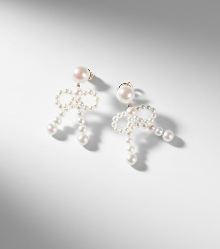 Pendientes Bow Drop de oro de 14 ct con perlas - Sophie Bille Brahe - Modalova
