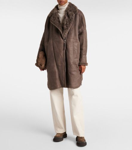 Shearling-lined leather coat - Brunello Cucinelli - Modalova
