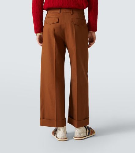 Pantalones anchos gabardina de algodón - Valentino Garavani - Modalova