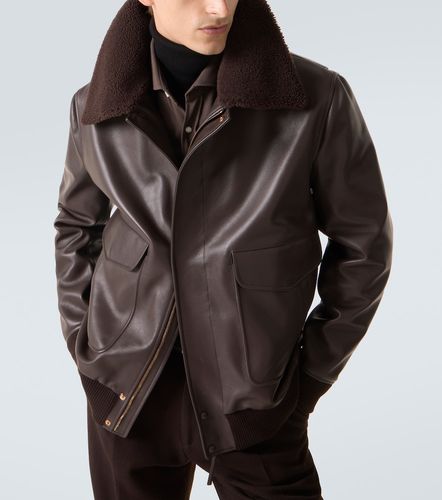 Shearling-trimmed leather bomber jacket - Gabriela Hearst - Modalova