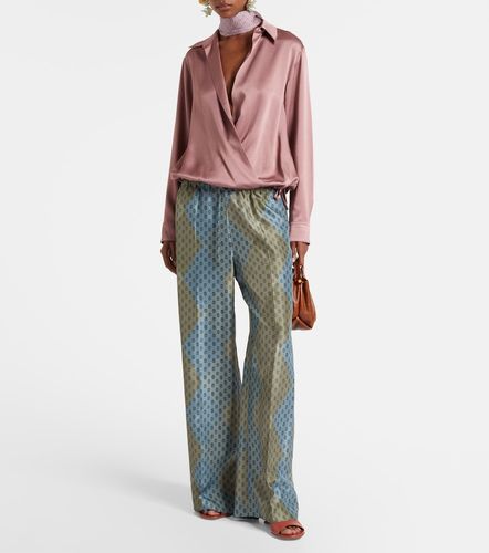 Printed silk satin straight pants - Dries Van Noten - Modalova