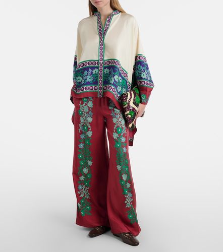 Floral silk twill palazzo pants - La DoubleJ - Modalova