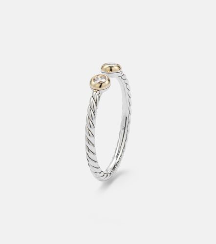 Anillo Cable Open de plata de ley y oro de 14 ct con diamantes - David Yurman - Modalova