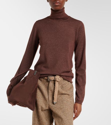 Pullover dolcevita in misto cashmere e seta - Brunello Cucinelli - Modalova