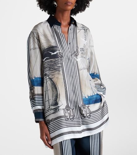 Camicia oversize in twill di seta con stampa - Max Mara - Modalova