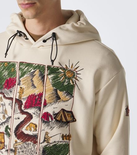 Printed cotton-blend jersey hoodie - Moncler Grenoble - Modalova