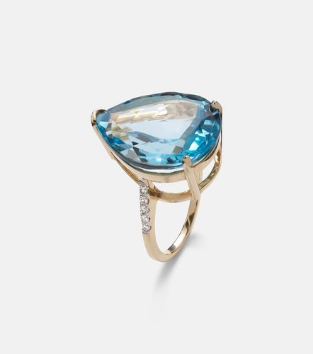 Anillo de oro de 14 ct con topacios y diamantes - Mateo - Modalova