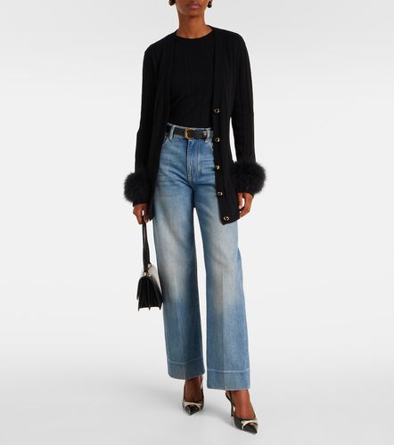 Feather-trimmed virgin wool cardigan - Valentino Garavani - Modalova